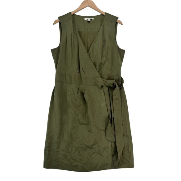 Banana Republic Wrap Midi Dress Green Career Sleeveless Size 12 - Picture 13 of 13